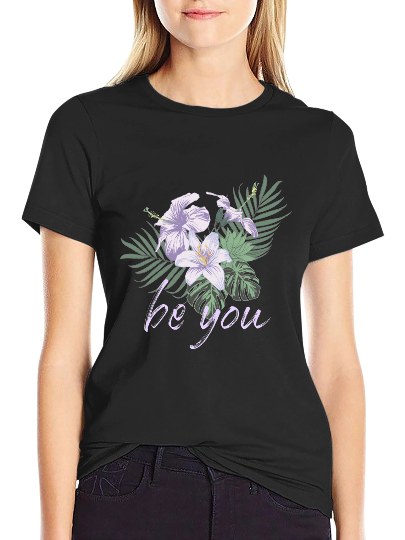 Floral Be You Black Graphic Tee