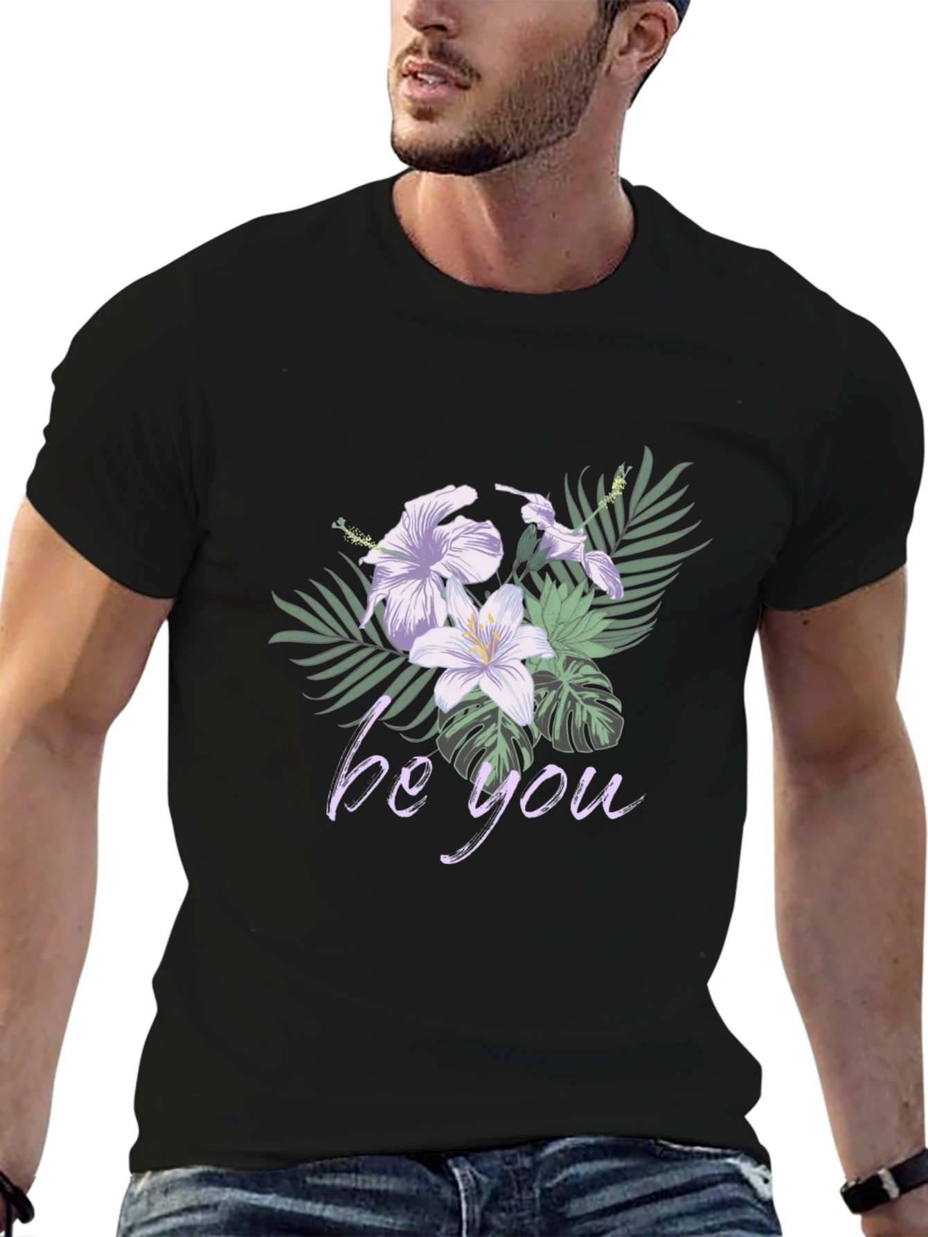 Floral Be You Black Graphic Tee