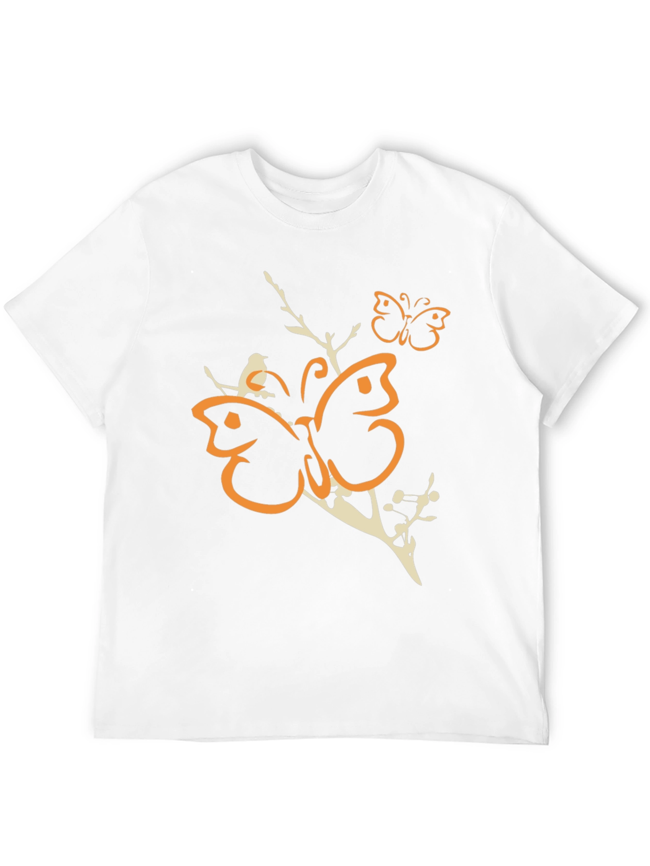 Butterfly Branch Graphic Tee - Mens Black Cotton T-Shirt