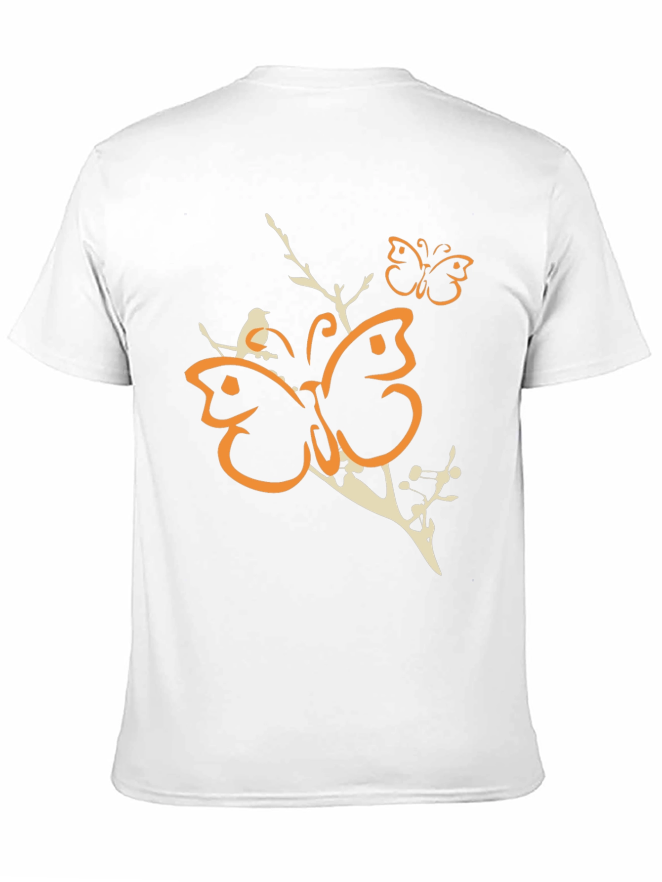 Butterfly Branch Graphic Tee - Mens Black Cotton T-Shirt