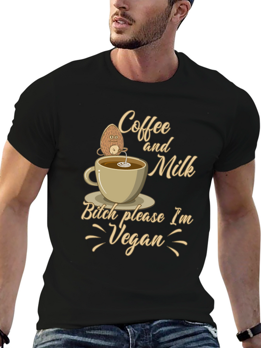 Vegan Coffee T-Shirt - Coffee and Milk Graphic Tee
