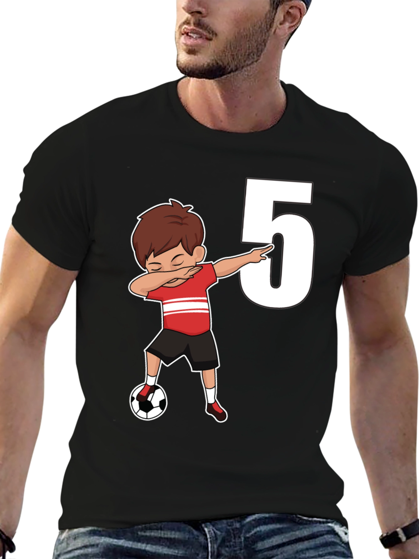 Kids 5th Birthday Soccer Dab T-Shirt