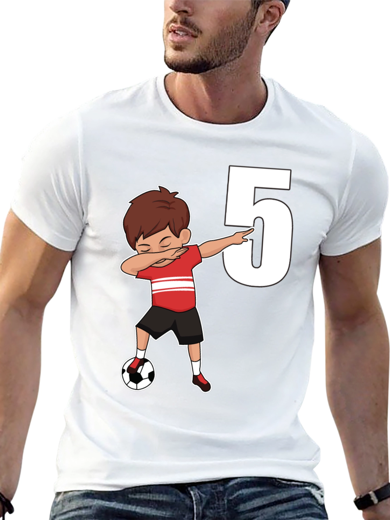 Kids 5th Birthday Soccer Dab T-Shirt
