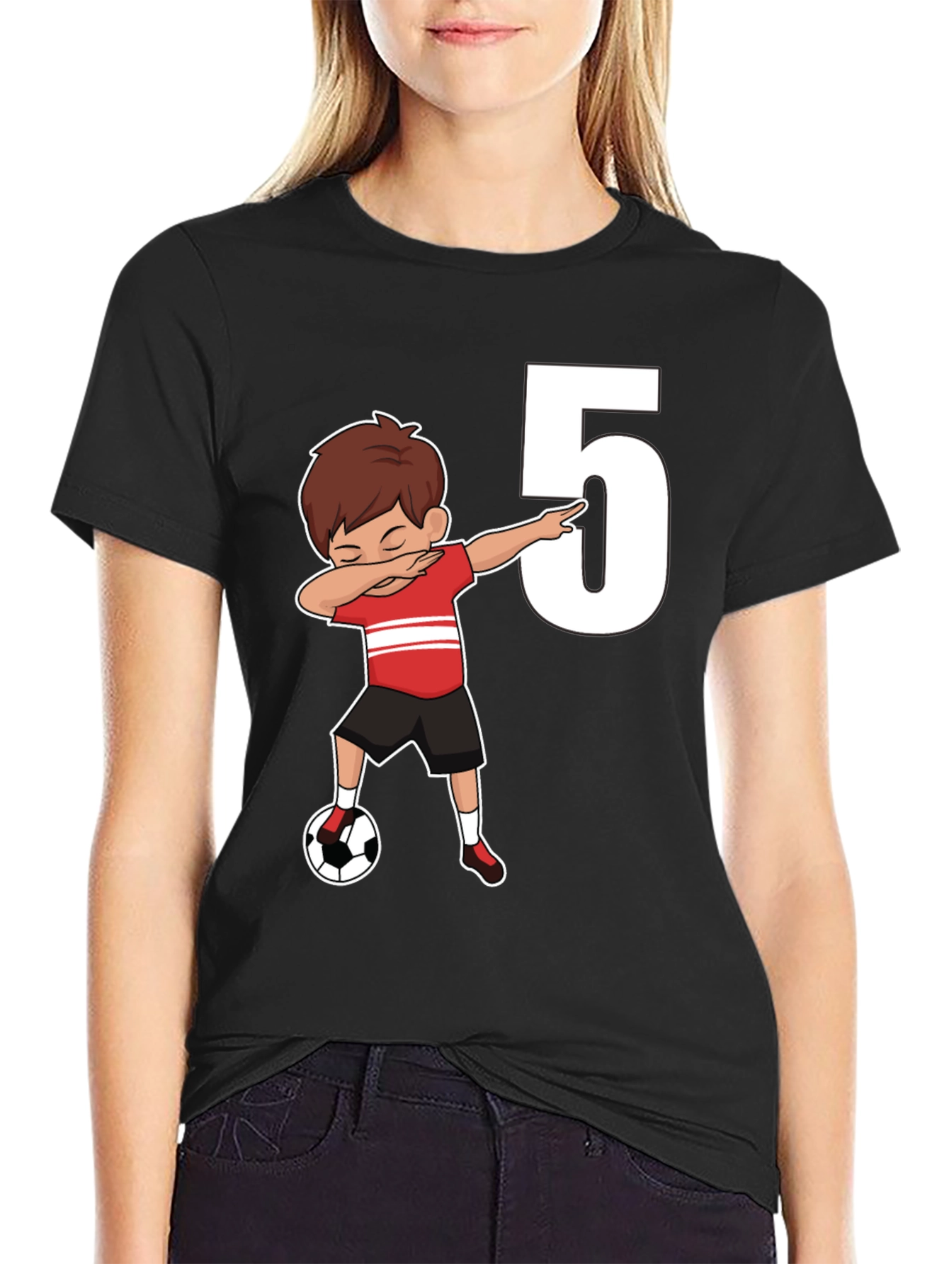 Kids 5th Birthday Soccer Dab T-Shirt