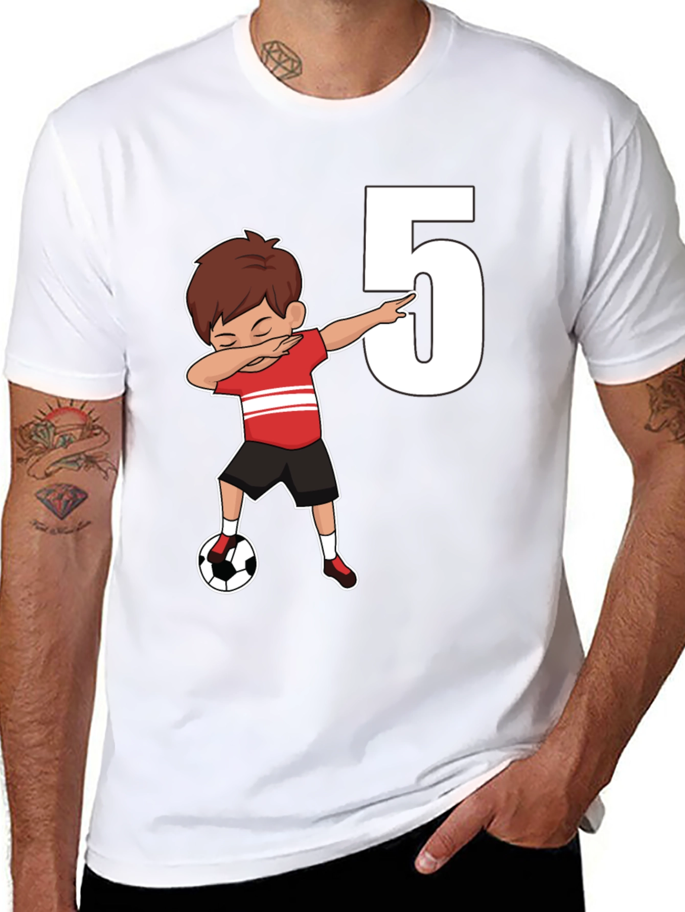 Kids 5th Birthday Soccer Dab T-Shirt