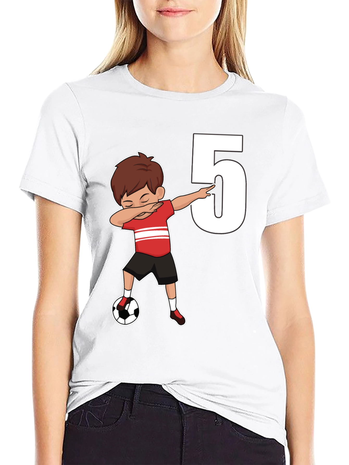 Kids 5th Birthday Soccer Dab T-Shirt