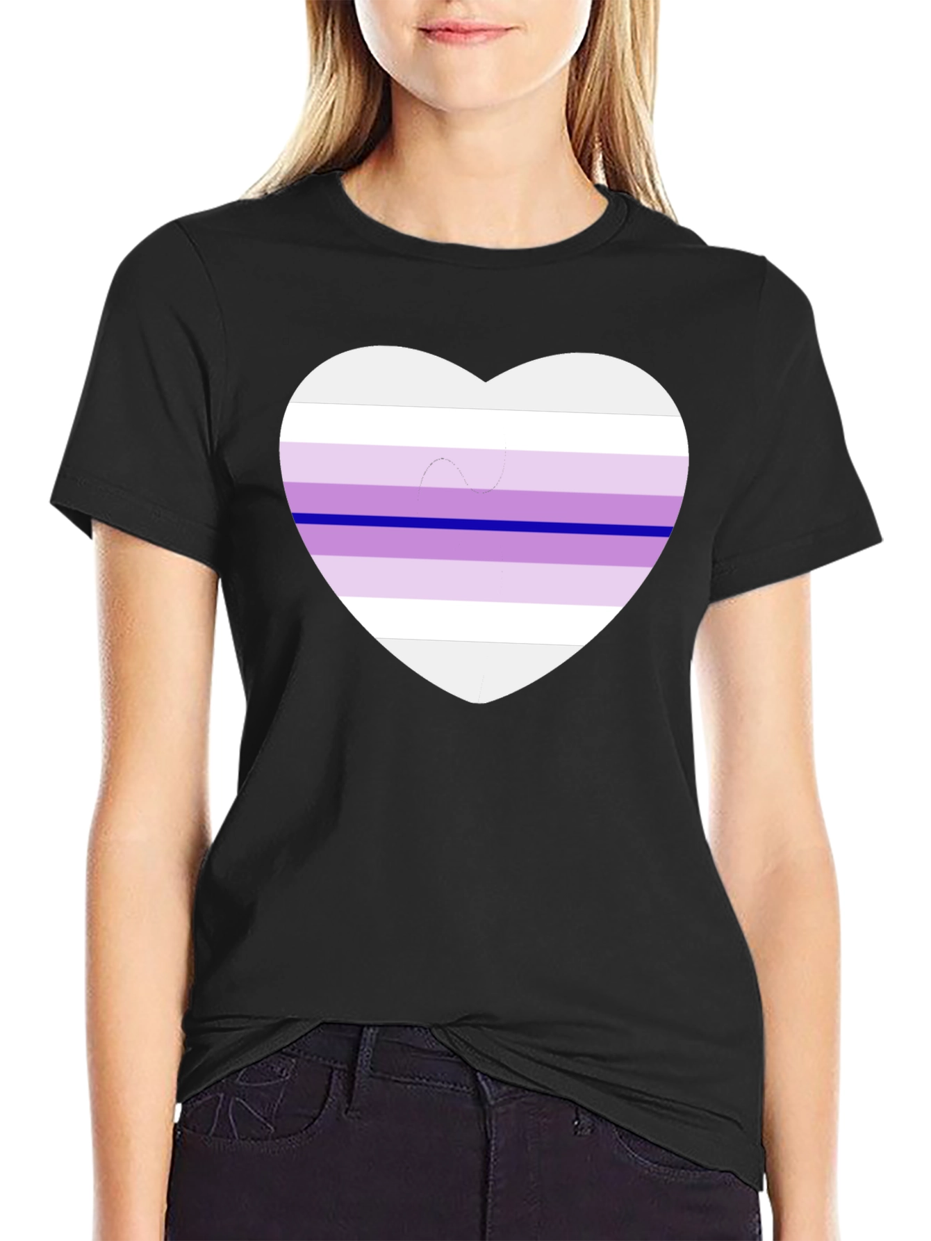Genderfluid Pride Heart T-Shirt - Black Cotton Blend