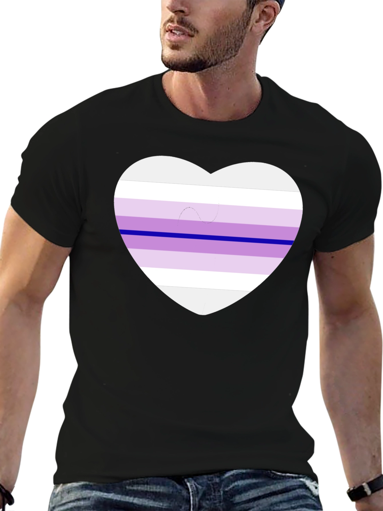 Genderfluid Pride Heart T-Shirt - Black Cotton Blend