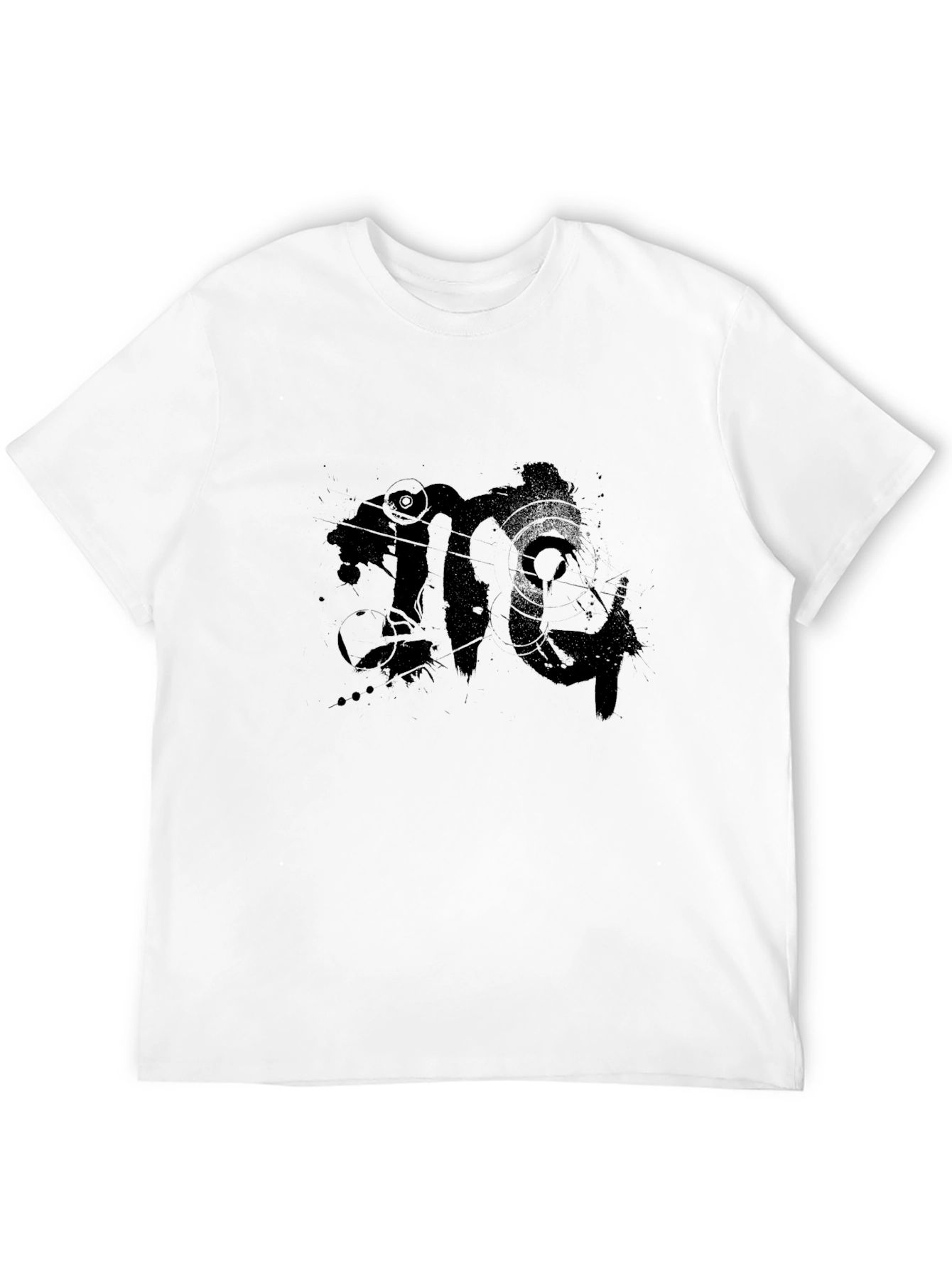 Mens Black Graphic Print Crew Neck T-Shirt