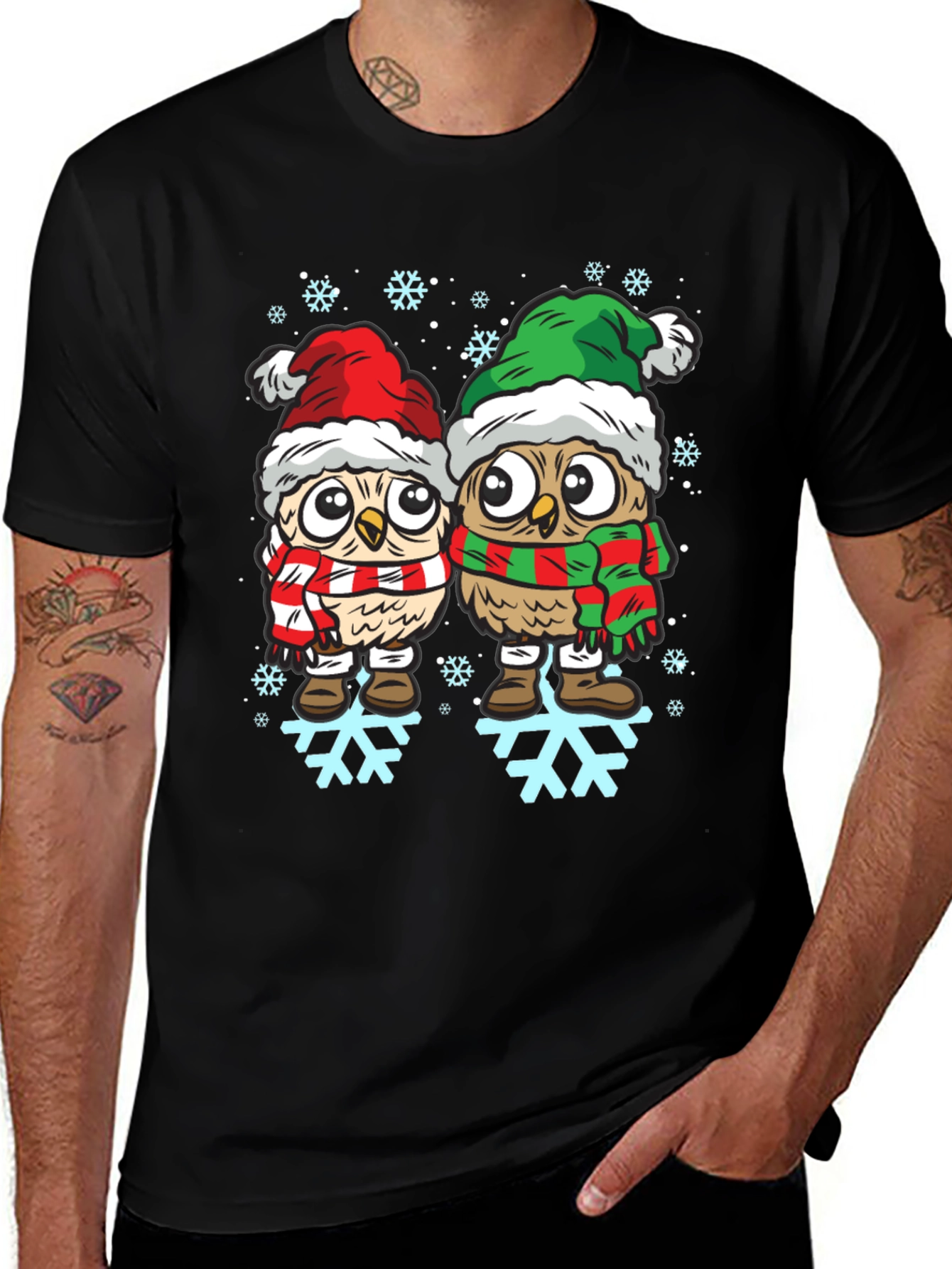 Festive Owl T-Shirt: Christmas Holiday Apparel
