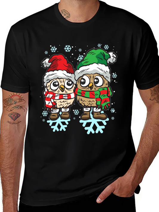 Festive Owl T-Shirt: Christmas Holiday Apparel