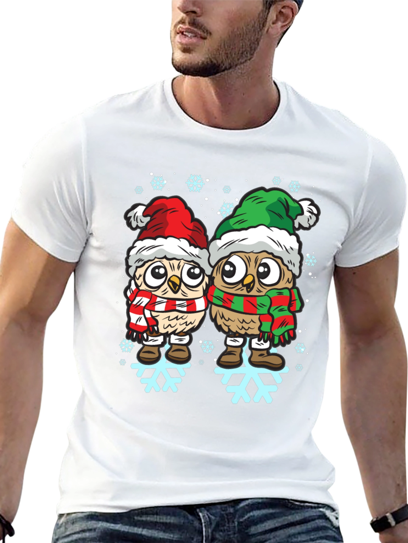 Festive Owl T-Shirt: Christmas Holiday Apparel