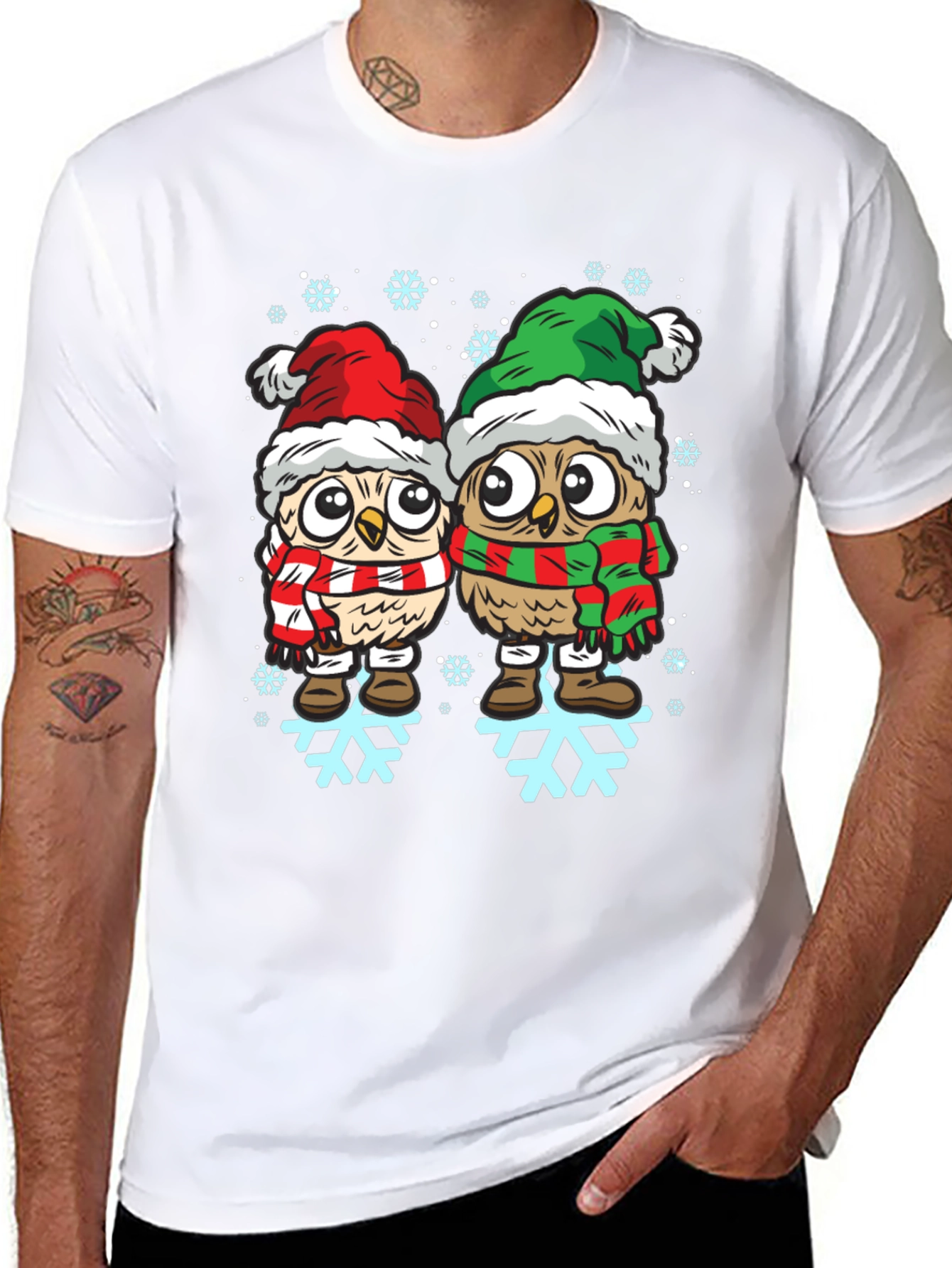 Festive Owl T-Shirt: Christmas Holiday Apparel