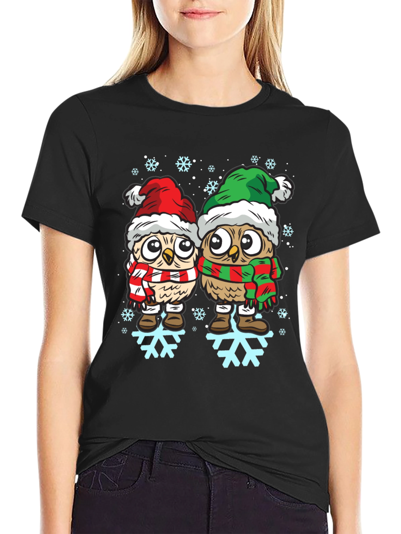 Festive Owl T-Shirt: Christmas Holiday Apparel