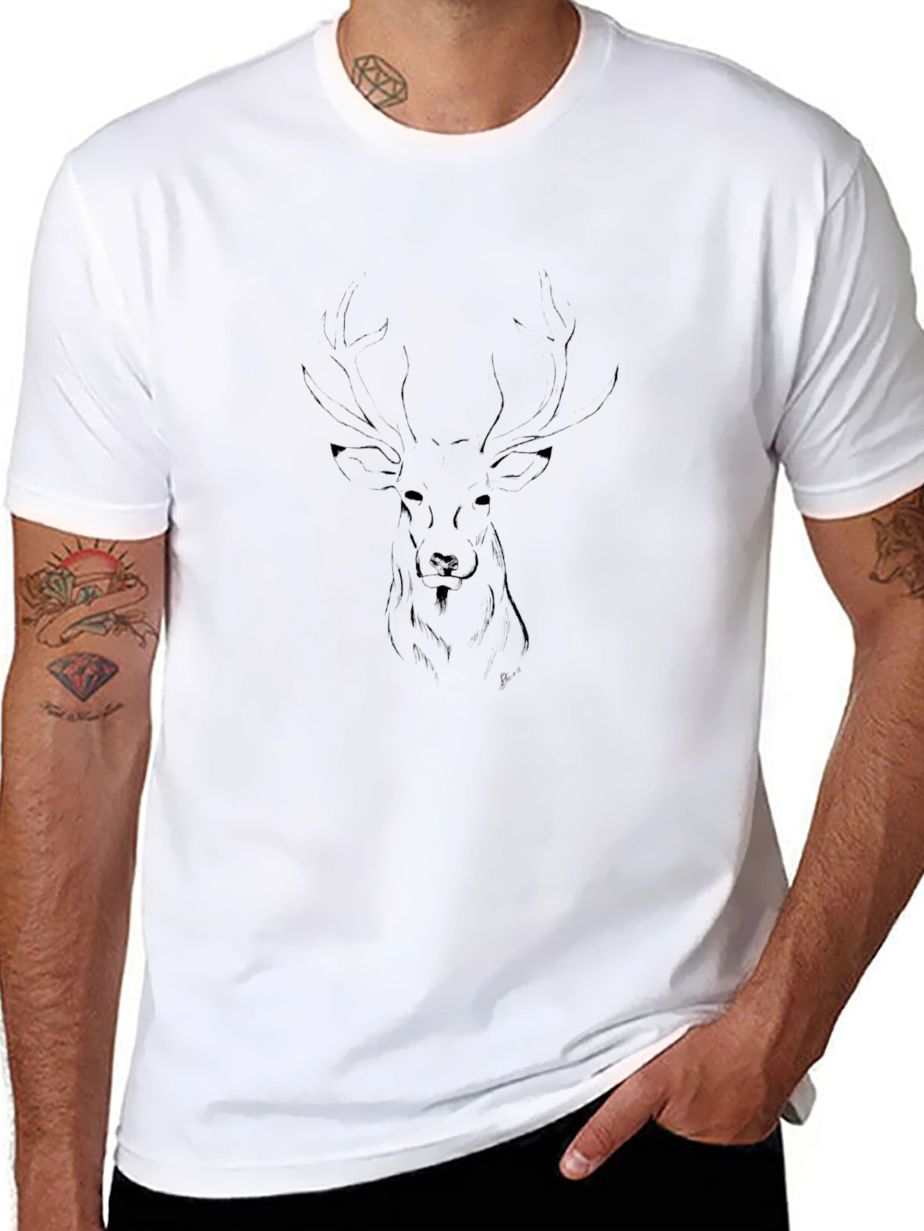 Black Deer Graphic Tee - Modern Mens Style