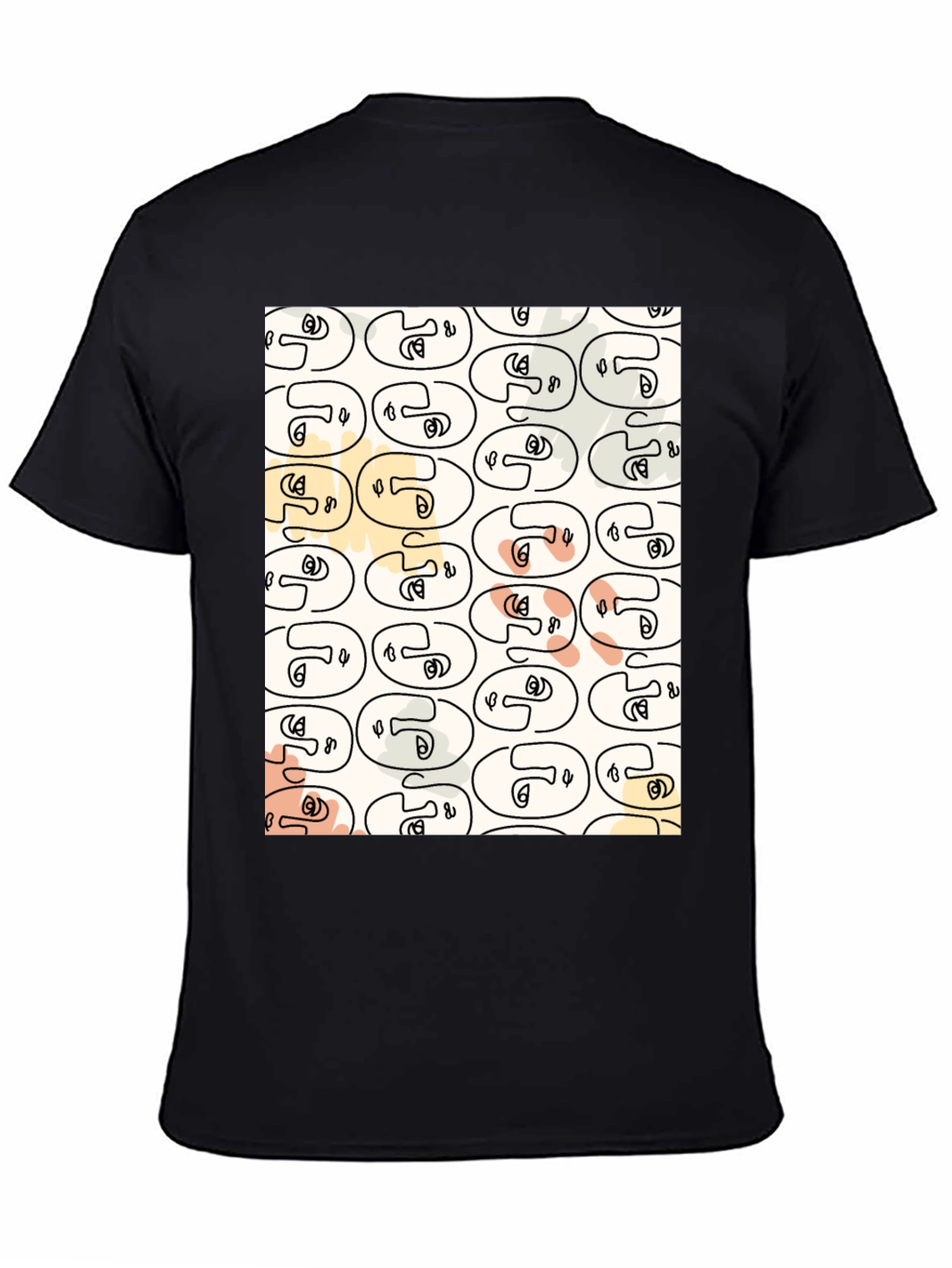 Abstract Face Pattern Graphic T-Shirt