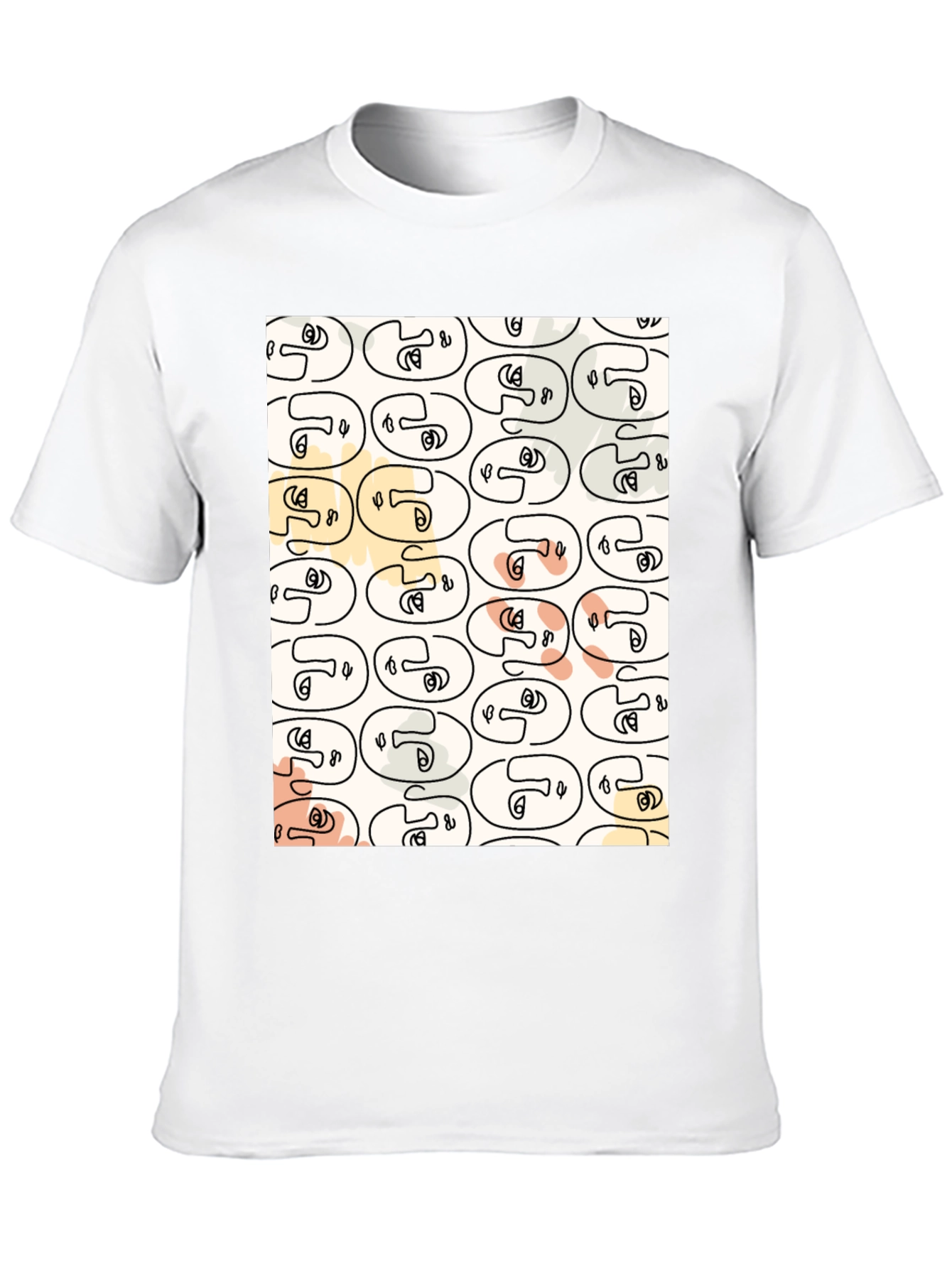 Abstract Face Pattern Graphic T-Shirt