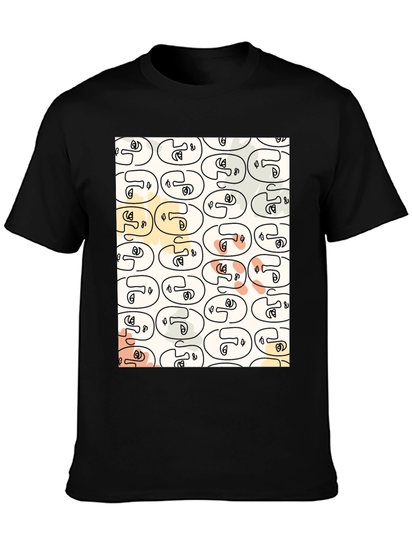 Abstract Face Pattern Graphic T-Shirt