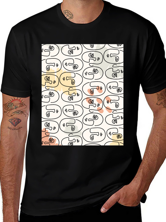 Abstract Face Pattern Graphic T-Shirt
