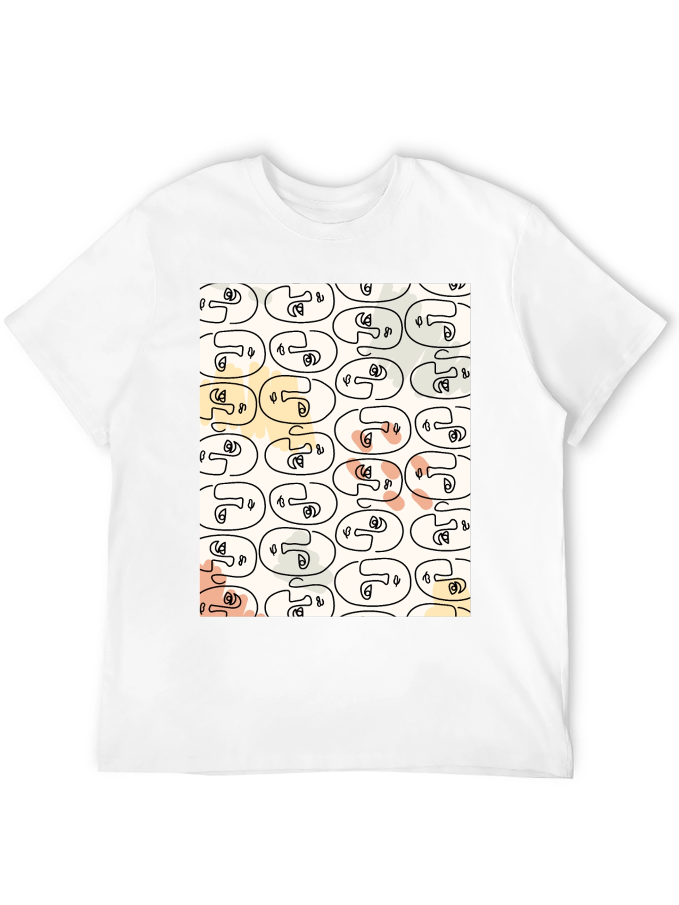 Abstract Face Pattern Graphic T-Shirt