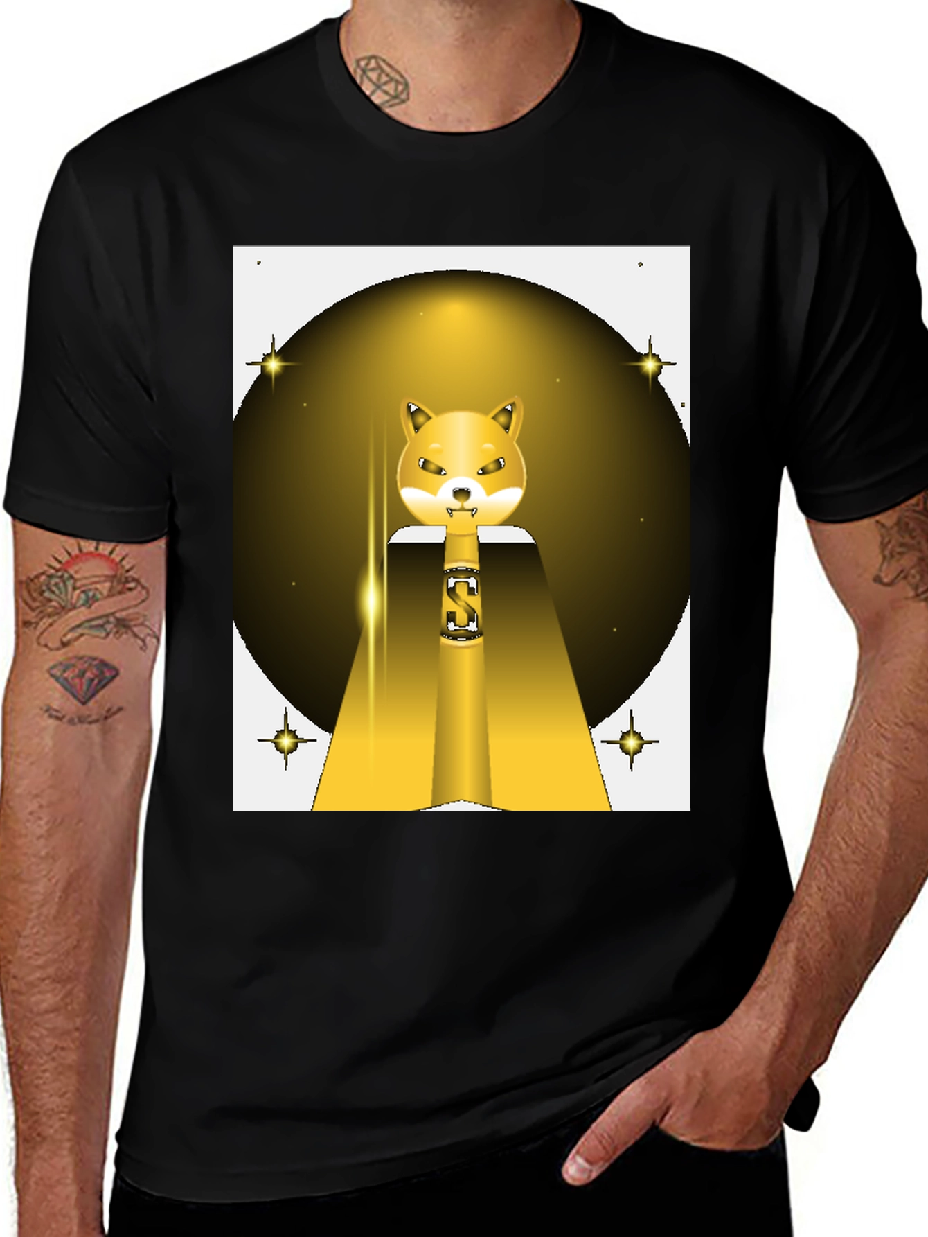 Shiba Inu S Logo T-Shirt - Black Cotton Blend