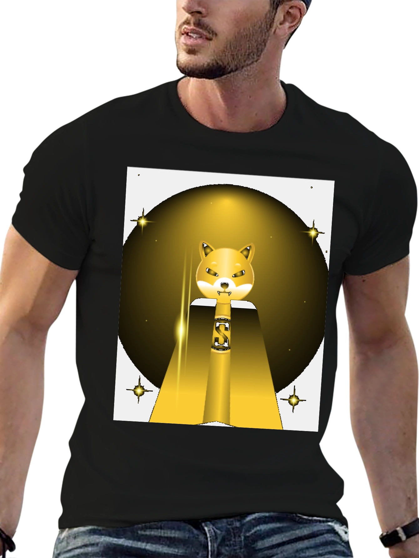 Shiba Inu S Logo T-Shirt - Black Cotton Blend