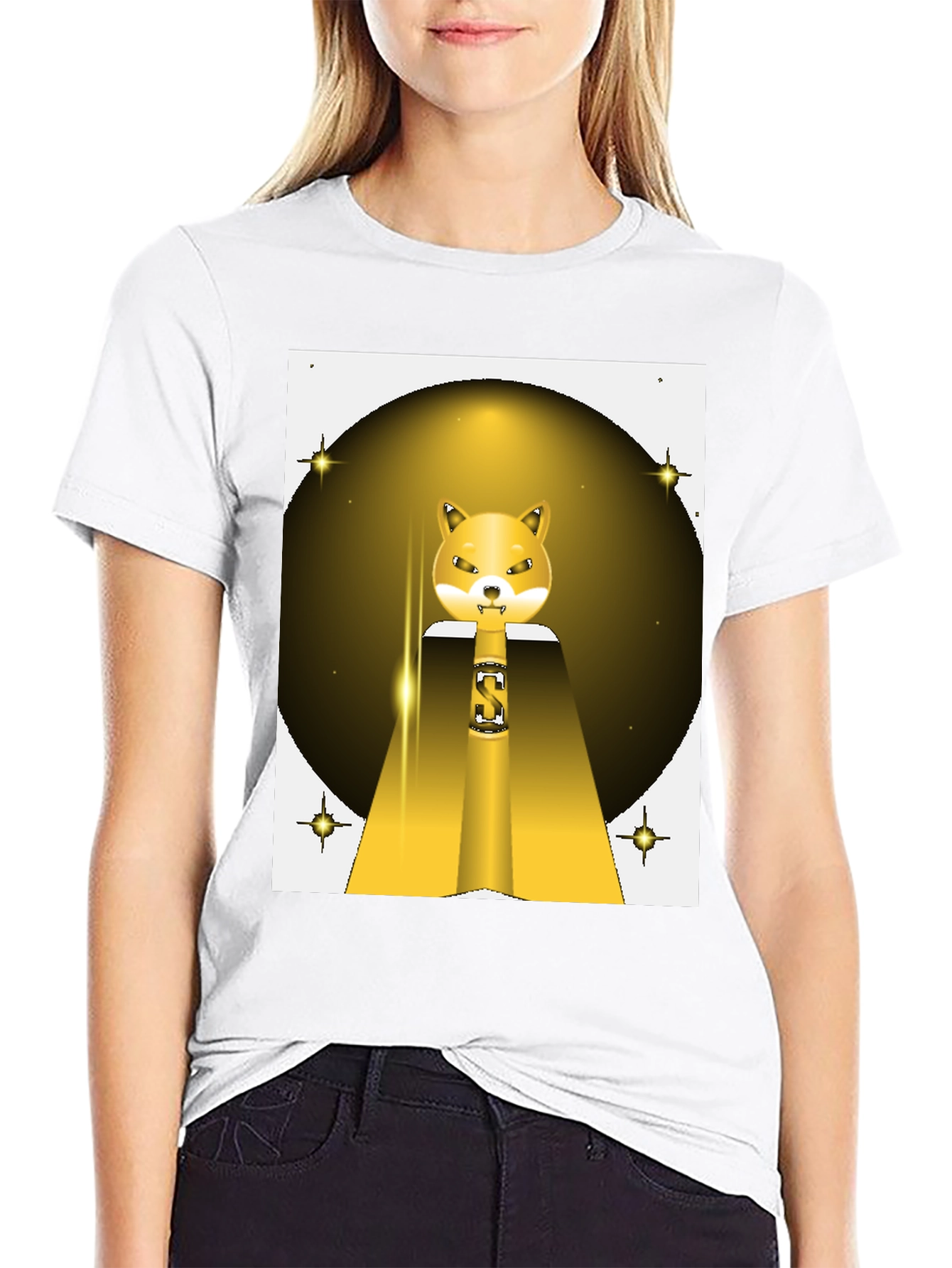 Shiba Inu S Logo T-Shirt - Black Cotton Blend