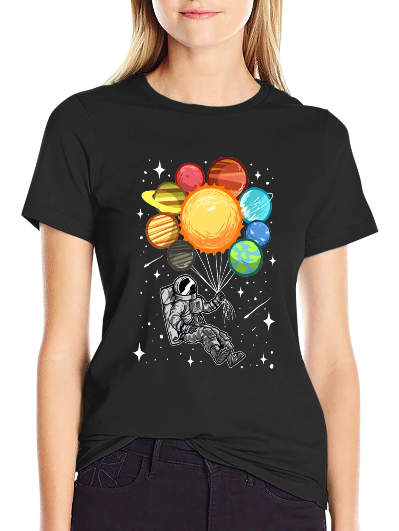 Astronaut Planets Graphic Tee - Space Adventure Shirt