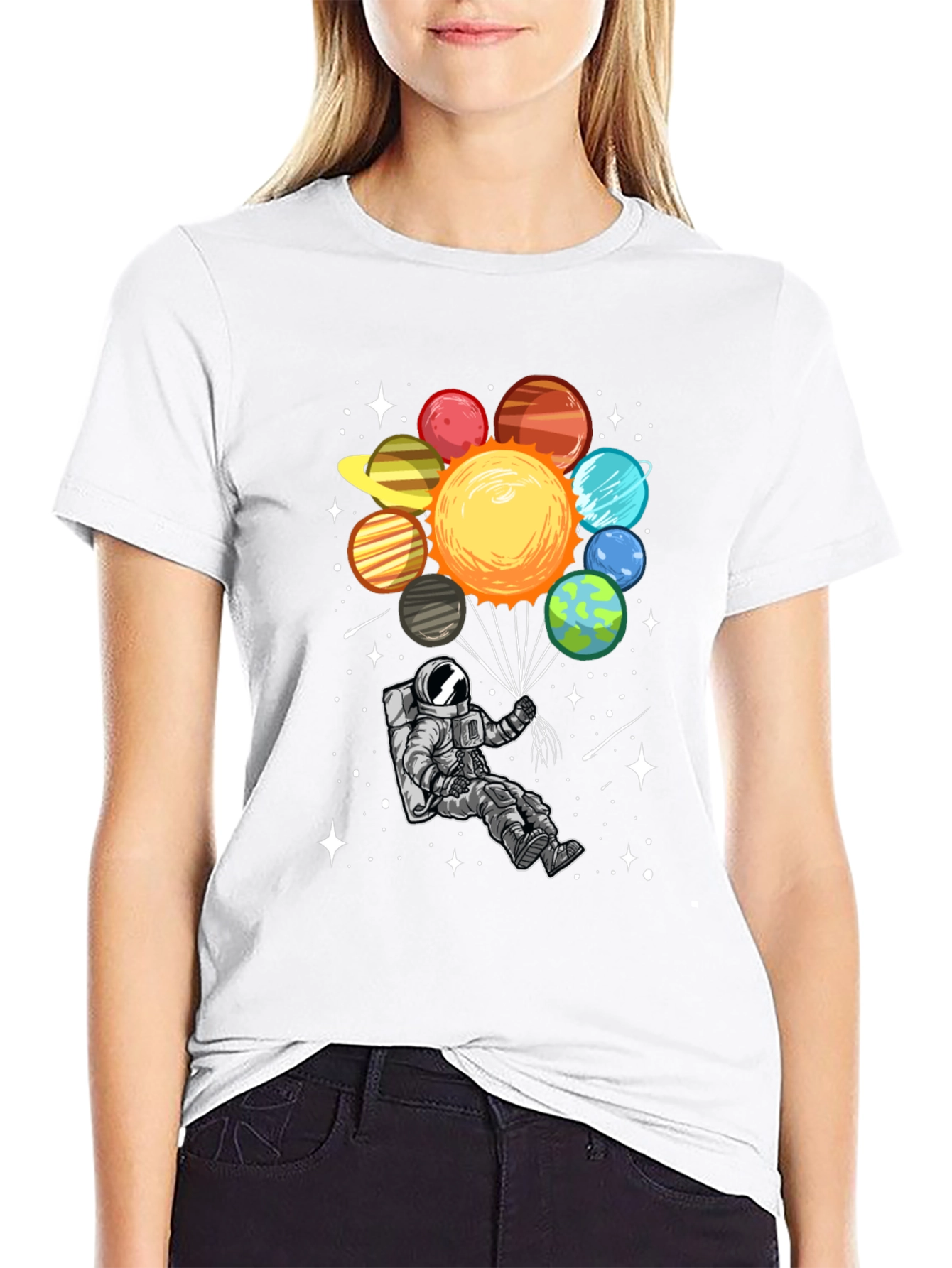 Astronaut Planets Graphic Tee - Space Adventure Shirt