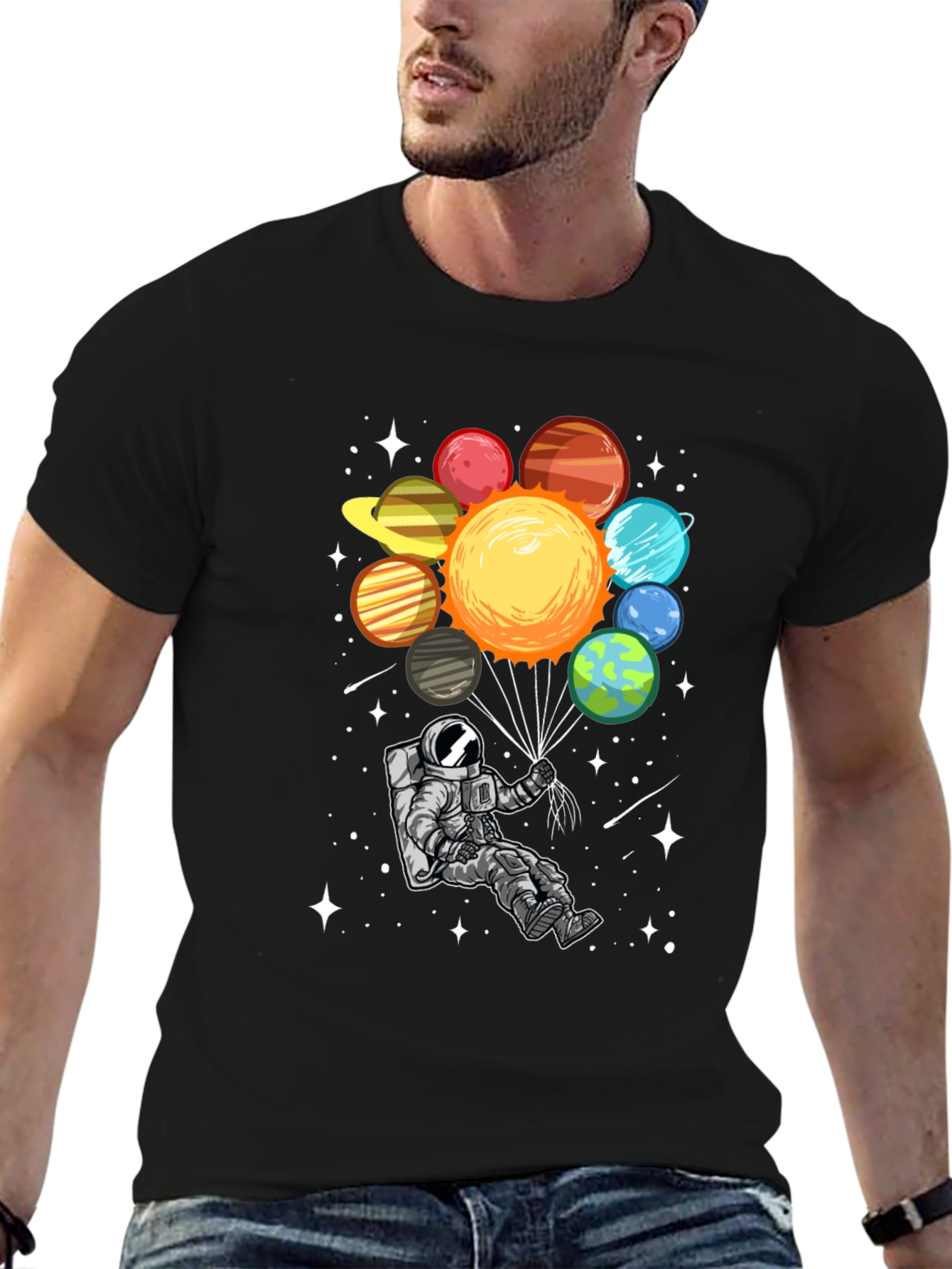 Astronaut Planets Graphic Tee - Space Adventure Shirt