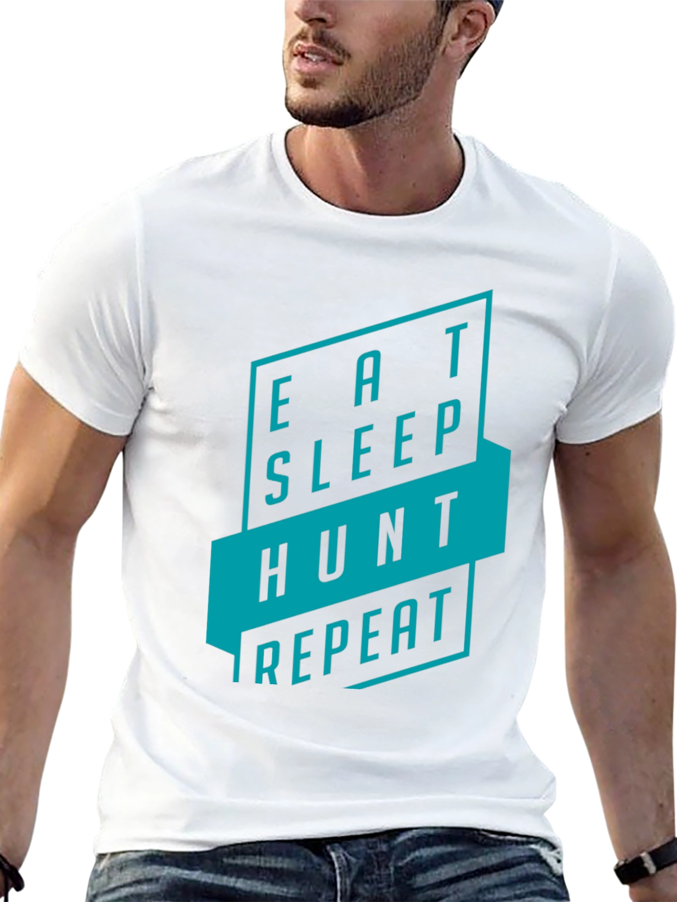 Eat Sleep Hunt Repeat Black Graphic Tee