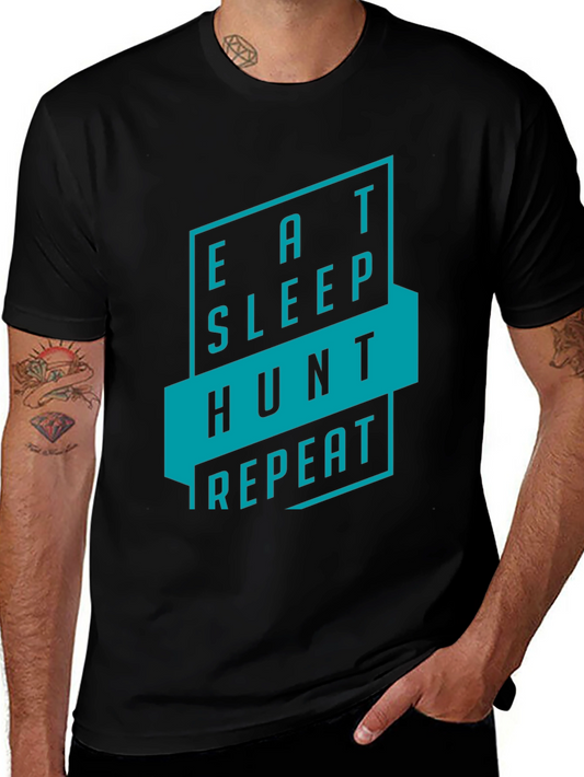 Eat Sleep Hunt Repeat Black Graphic Tee