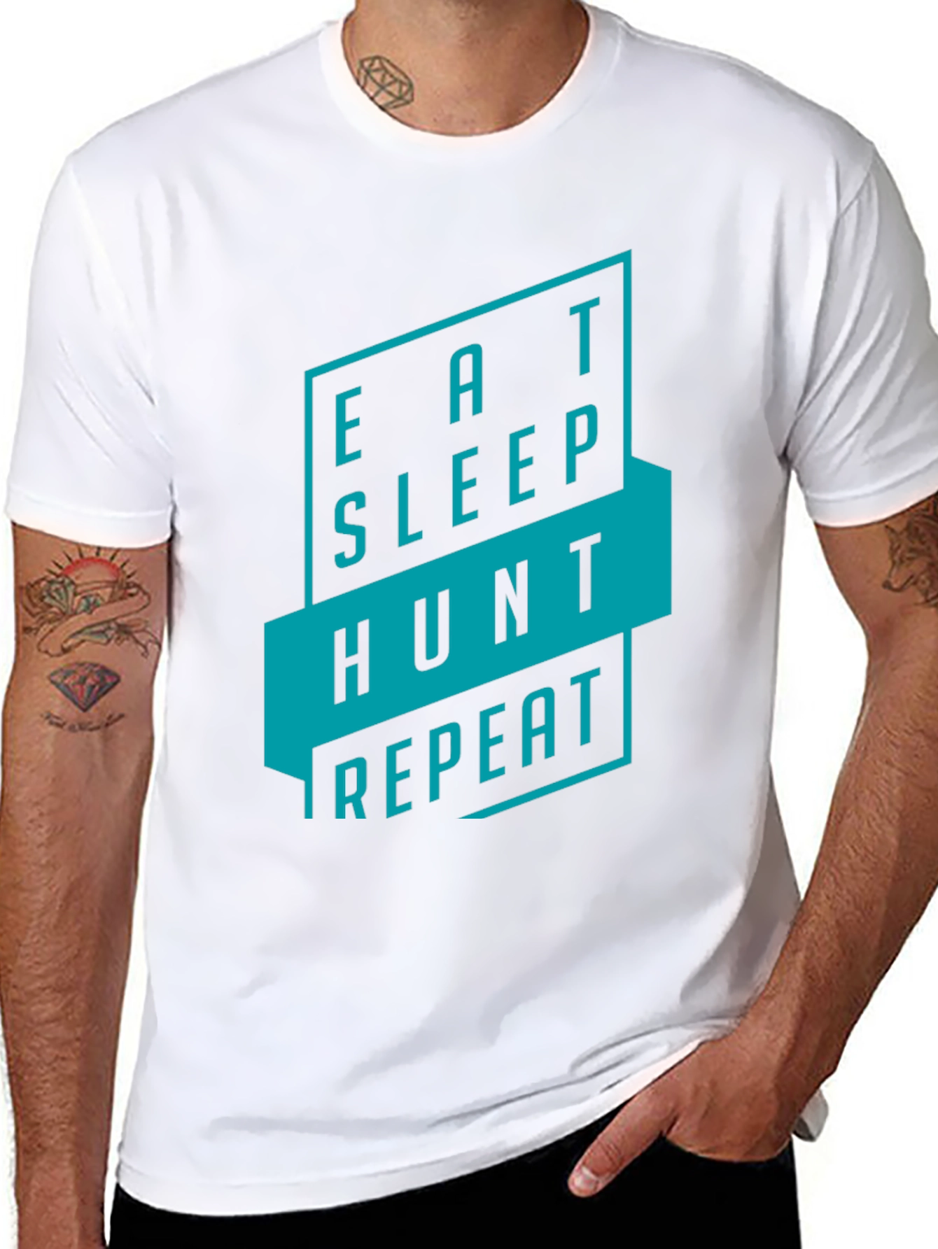 Eat Sleep Hunt Repeat Black Graphic Tee