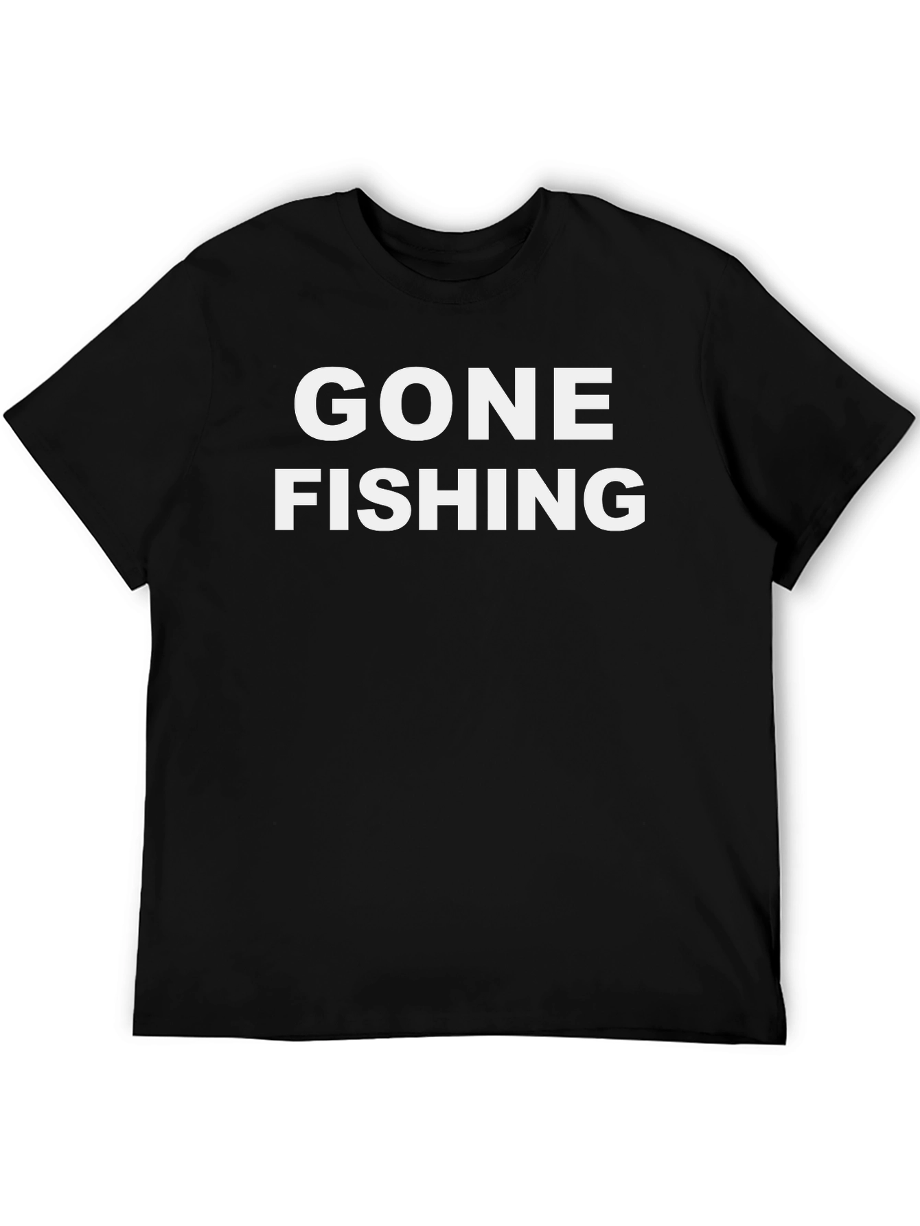 Gone Fishing Black Cotton Graphic Tee