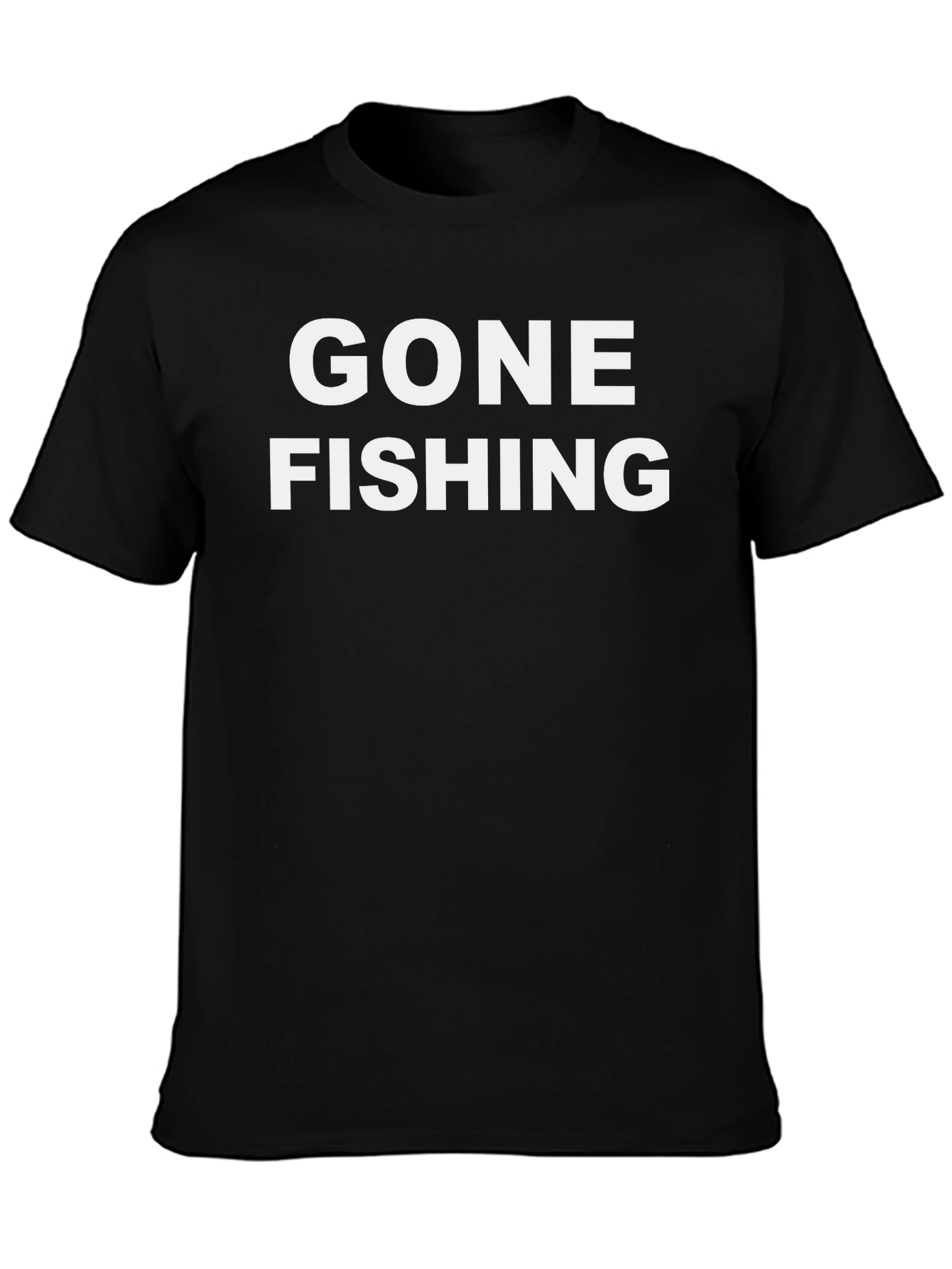 Gone Fishing Black Cotton Graphic Tee
