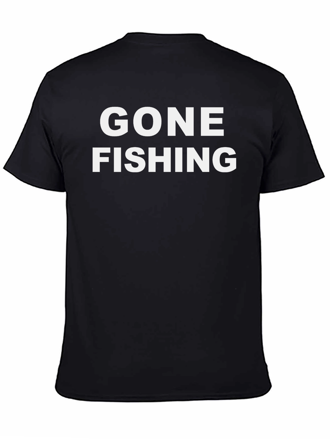 Gone Fishing Black Cotton Graphic Tee
