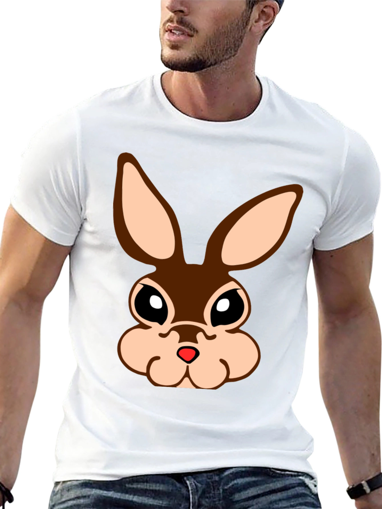 Cute Bunny Face Black T-Shirt