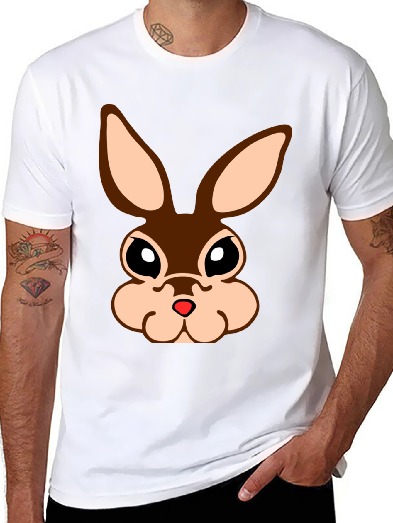 Cute Bunny Face Black T-Shirt