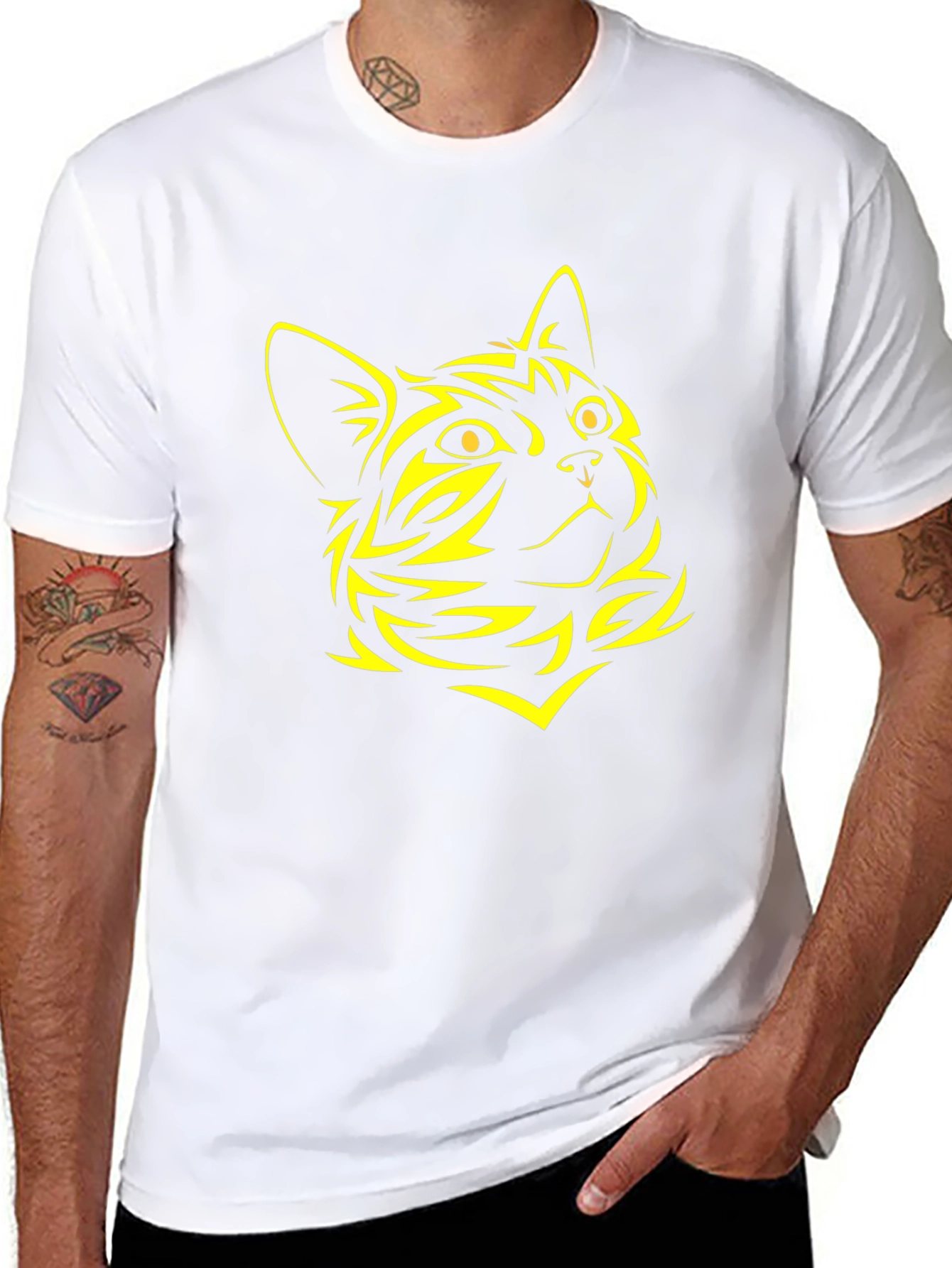 Black Cat Graphic Tee - Stylish Animal Design