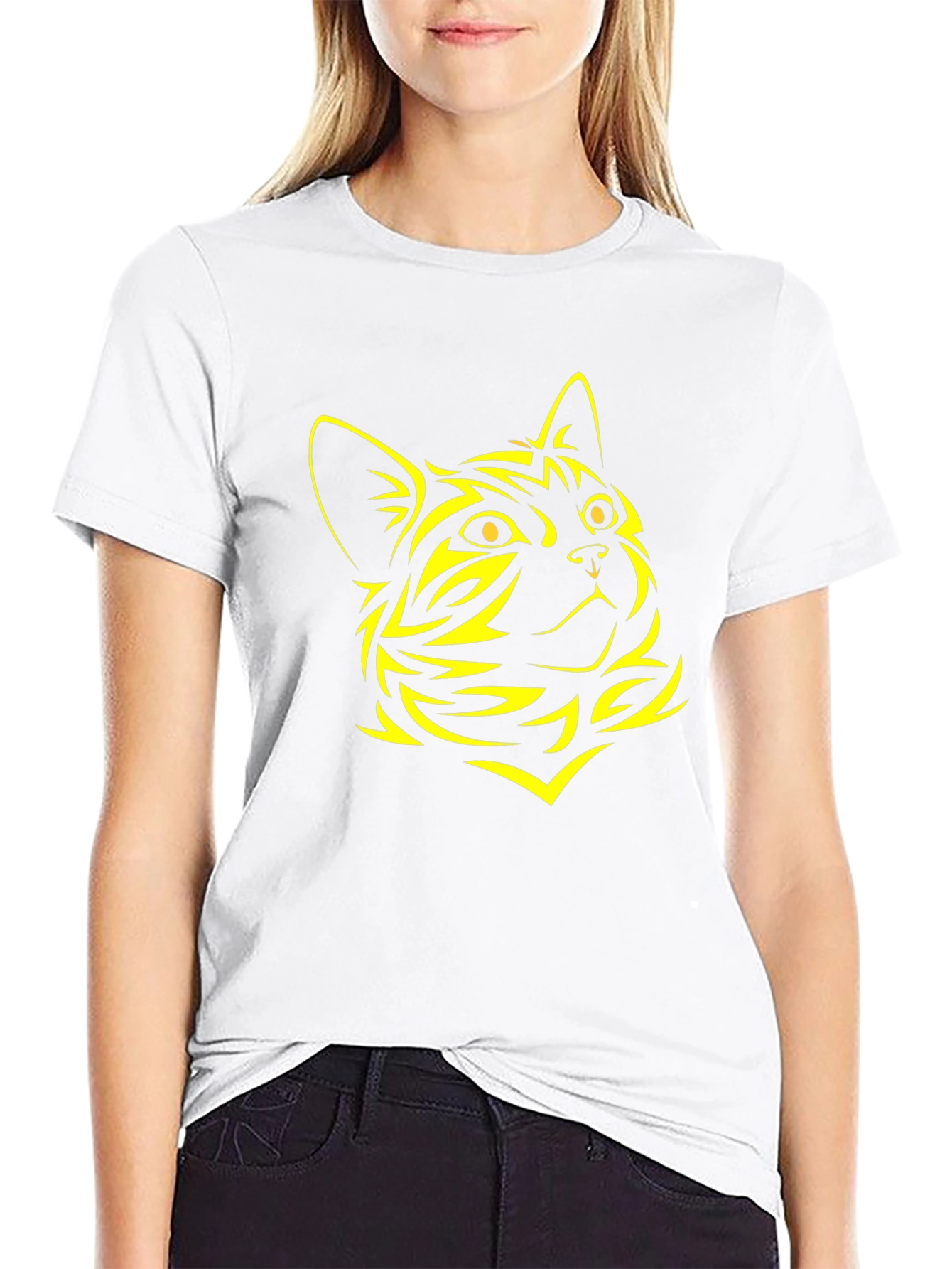 Black Cat Graphic Tee - Stylish Animal Design
