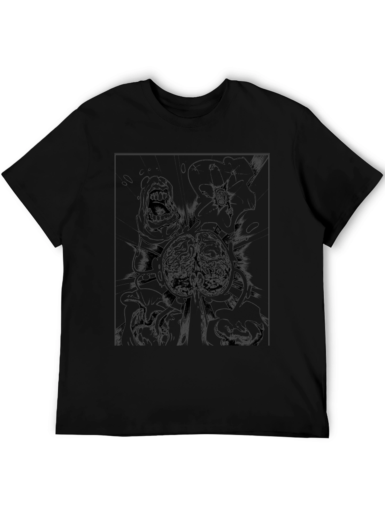 Mens Black Graphic Tee - Brain Explosion