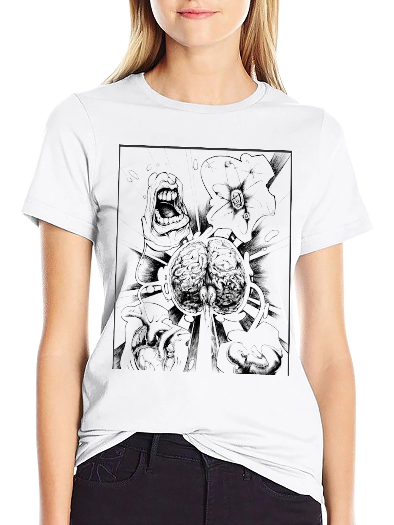 Mens Black Graphic Tee - Brain Explosion