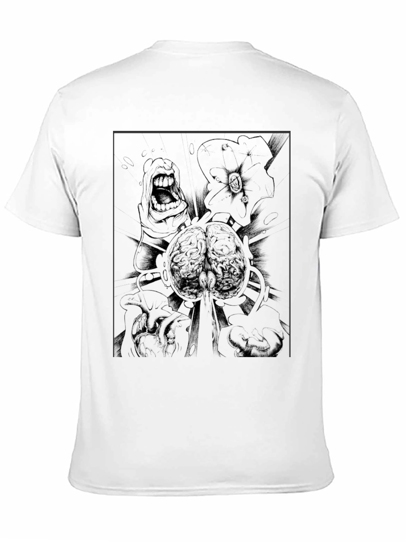 Mens Black Graphic Tee - Brain Explosion