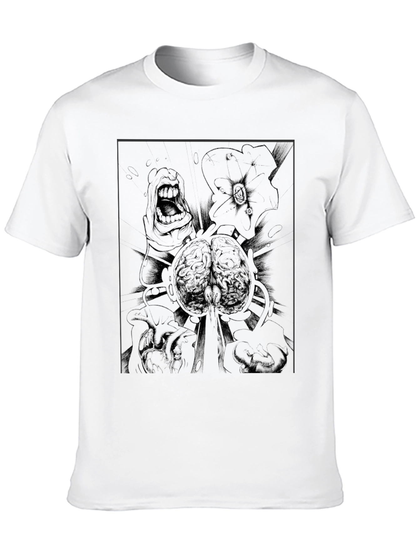 Mens Black Graphic Tee - Brain Explosion