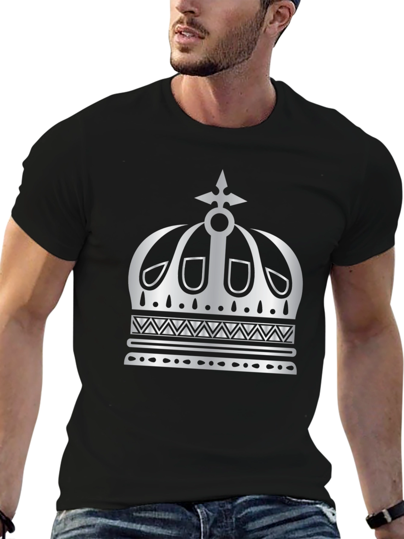 Crown Graphic Tee - Mens Black Cotton T-Shirt