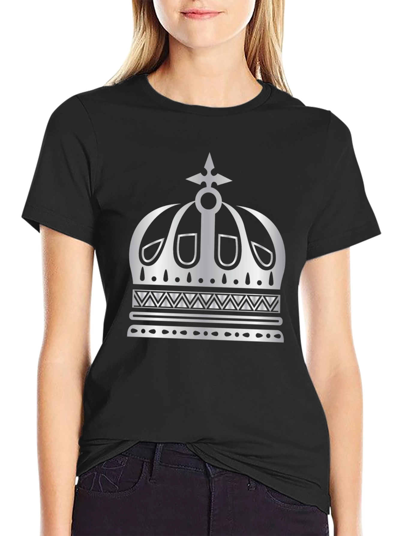 Crown Graphic Tee - Mens Black Cotton T-Shirt