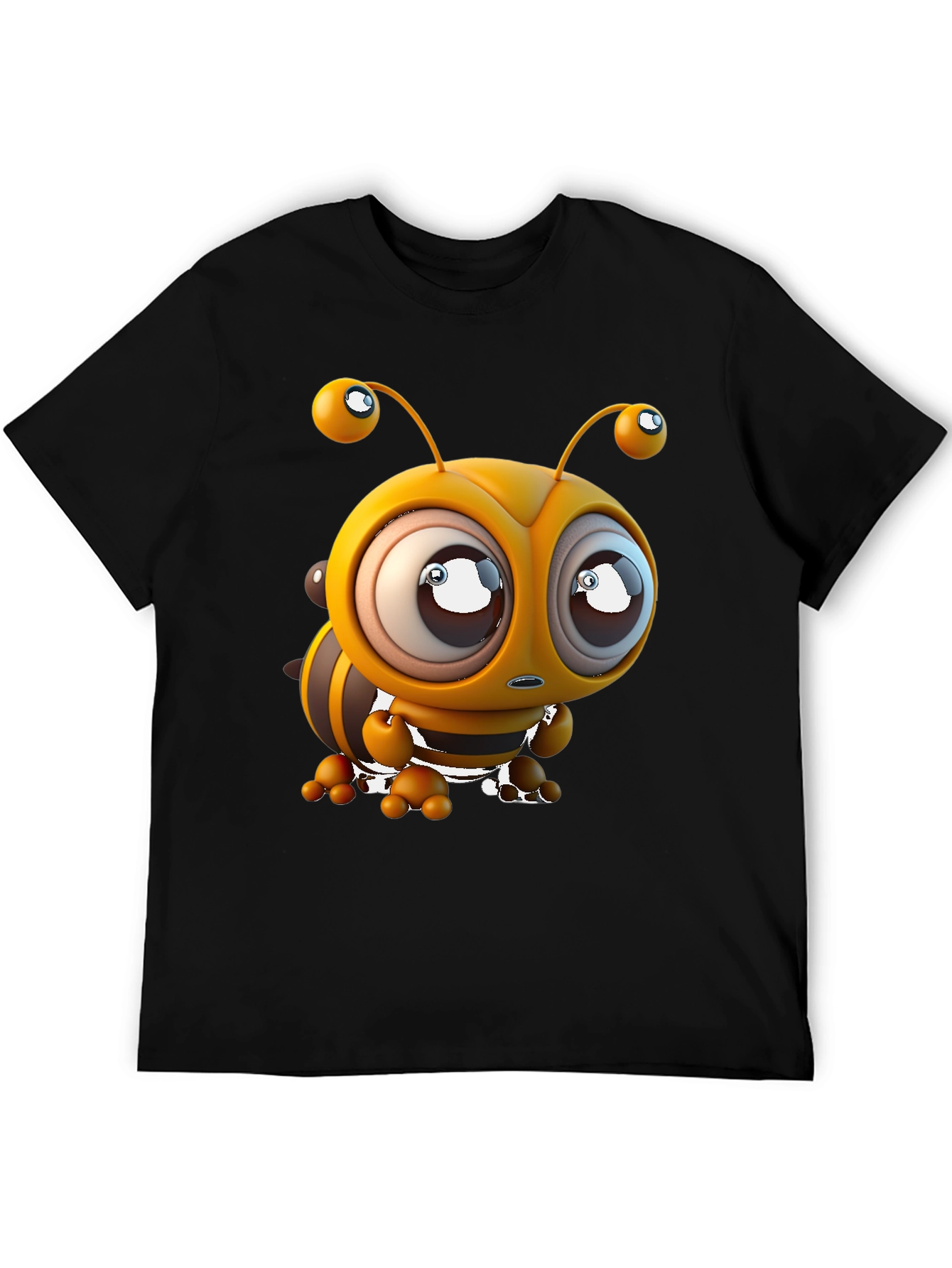 Cartoon Bee Graphic Tee - Black T-Shirt