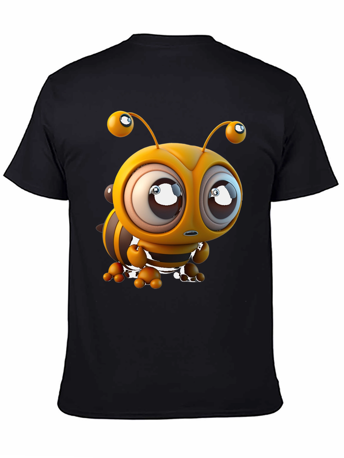 Cartoon Bee Graphic Tee - Black T-Shirt