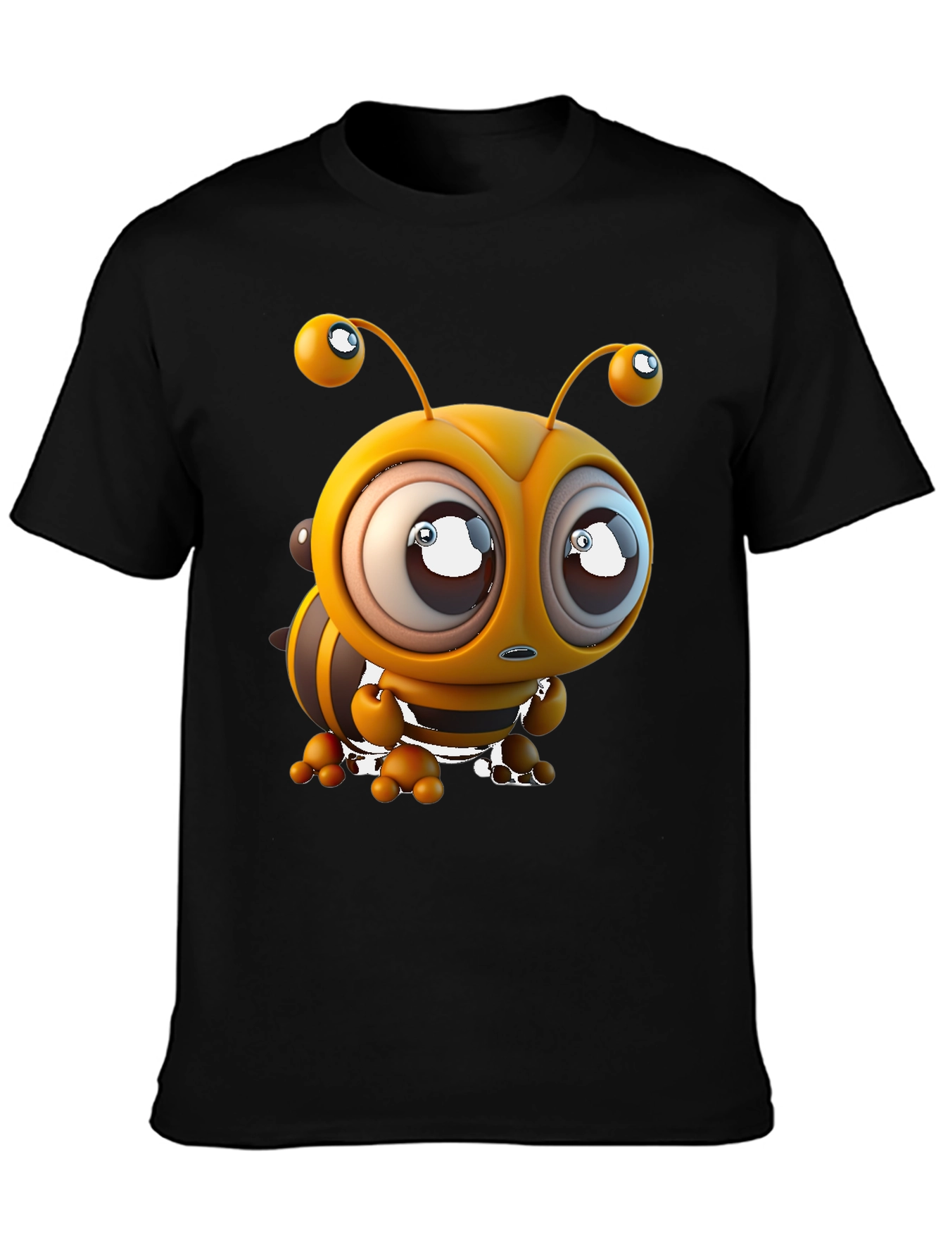 Cartoon Bee Graphic Tee - Black T-Shirt