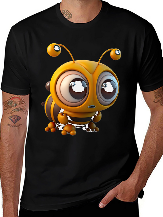 Cartoon Bee Graphic Tee - Black T-Shirt